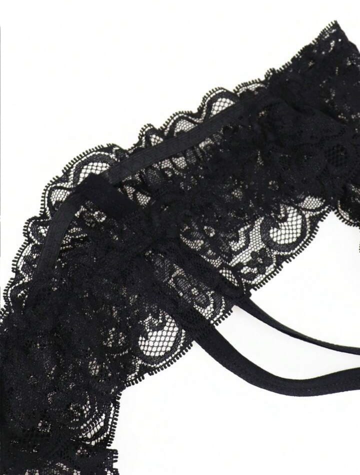 Alluring Black Lace Mysterious U-Convex Sexy Black Hollow Mesh Waist Men's Lingerie